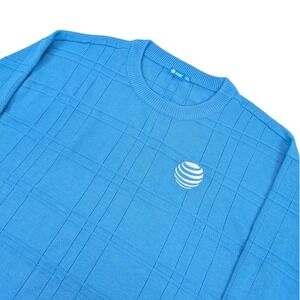 AT&T Employee Uniform Tight Knit Crewneck Sweater Mens XL Blue Ribbed